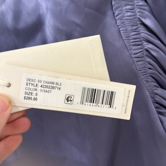 Rebecca Taylor Silk Blouse NWT $295 lilac/ purple gorgeous short sleeve sz small - Picture 3 of 7